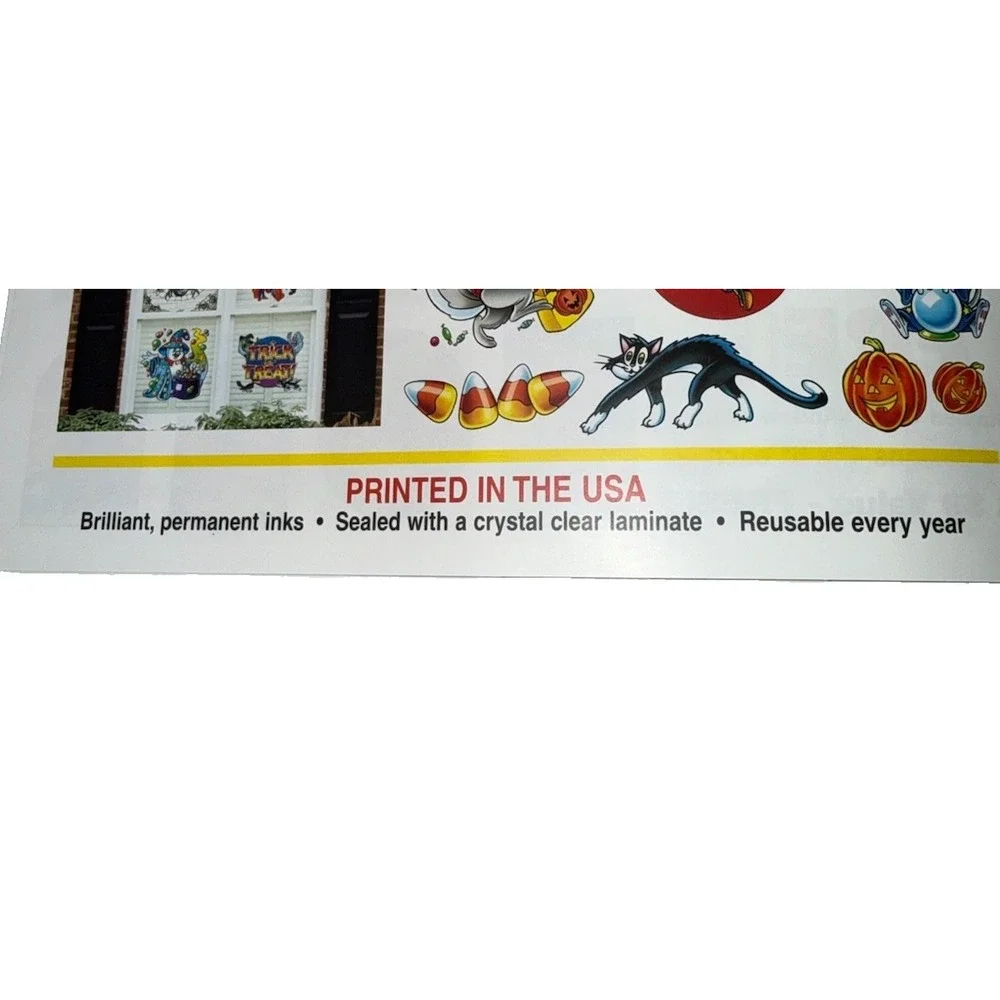 Vtg Super Signs Window Clings 12 Sheets NOS Christmas Halloween Holiday Decor